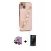 MARSİLYAN™- iPhone 14 Kılıf Nova Işık Prime - Siyah 3D Antistatik Hayalet Cam Ekran Koruyucu + Raze Metal Kamera Lens - KI