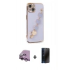 MARSİLYAN™- iPhone 14 Kılıf Nova Işık Prime - Siyah 3D Antistatik Hayalet Cam Ekran Koruyucu + Raze Metal Kamera Lens - MR