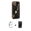 MARSİLYAN™- iPhone 14 Kılıf Nova Işık Prime - Siyah 3D Antistatik Hayalet Cam Ekran Koruyucu + Shine Kamera Lens - YL