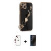 MARSİLYAN™- iPhone 14 Kılıf Nova Işık Prime - Siyah 3D Antistatik Hayalet Cam Ekran Koruyucu + Shine Kamera Lens - KI
