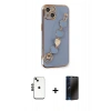 MARSİLYAN™- iPhone 14 Kılıf Nova Işık Prime - Siyah 3D Antistatik Hayalet Cam Ekran Koruyucu + Shine Kamera Lens - SH