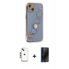 MARSİLYAN™- iPhone 14 Kılıf Nova Işık Prime - Siyah 3D Antistatik Hayalet Cam Ekran Koruyucu + Shine Kamera Lens - YL