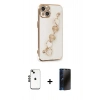 MARSİLYAN™- iPhone 14 Kılıf Nova Işık Prime - Siyah 3D Antistatik Hayalet Cam Ekran Koruyucu + Shine Kamera Lens - SH
