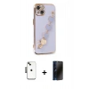 MARSİLYAN™- iPhone 14 Kılıf Nova Işık Prime - Siyah 3D Antistatik Hayalet Cam Ekran Koruyucu + Shine Kamera Lens - SH