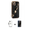 MARSİLYAN™- iPhone 14 Kılıf Nova Işık Prime - Siyah 3D Antistatik Hayalet Cam Ekran Koruyucu + Shine Kamera Lens - SH