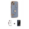 MARSİLYAN™- iPhone 14 Kılıf Nova Işık Prime - Siyah 3D Antistatik Hayalet Cam Ekran Koruyucu + Shine Kamera Lens - KI