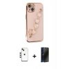MARSİLYAN™- iPhone 14 Kılıf Nova Işık Prime - Siyah 3D Antistatik Hayalet Cam Ekran Koruyucu + Shine Kamera Lens - YL