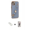 MARSİLYAN™- iPhone 14 Kılıf Nova Işık Prime - Siyah Bilvis 3D Cam Ekran Koruyucu + Diamond Kamera Lens - YL