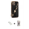 MARSİLYAN™- iPhone 14 Kılıf Nova Işık Prime - Siyah Bilvis 3D Cam Ekran Koruyucu + Diamond Kamera Lens - YL