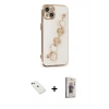 MARSİLYAN™- iPhone 14 Kılıf Nova Işık Prime - Siyah Bilvis 3D Cam Ekran Koruyucu + Diamond Kamera Lens - YL