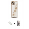 MARSİLYAN™- iPhone 14 Kılıf Nova Işık Prime - Siyah Bilvis 3D Cam Ekran Koruyucu + Diamond Kamera Lens - PE