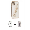 MARSİLYAN™- iPhone 14 Kılıf Nova Işık Prime - Siyah Bilvis 3D Cam Ekran Koruyucu + Shine Kamera Lens - GI