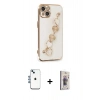 MARSİLYAN™- iPhone 14 Kılıf Nova Işık Prime - Siyah Bilvis 3D Cam Ekran Koruyucu + Shine Kamera Lens - MI