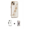 MARSİLYAN™- iPhone 14 Kılıf Nova Işık Prime - Siyah Bilvis 3D Cam Ekran Koruyucu + Shine Kamera Lens - SH