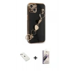 MARSİLYAN™- iPhone 14 Kılıf Nova Işık Prime - Siyah Bilvis 3D Mat Cam Ekran Koruyucu + Diamond Kamera Lens - PE