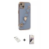 MARSİLYAN™- iPhone 14 Kılıf Nova Işık Prime - Siyah Bilvis 3D Mat Cam Ekran Koruyucu + Diamond Kamera Lens - PE