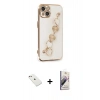 MARSİLYAN™- iPhone 14 Kılıf Nova Işık Prime - Siyah Bilvis 3D Mat Cam Ekran Koruyucu + Diamond Kamera Lens - PE
