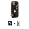 MARSİLYAN™- iPhone 14 Kılıf Nova Işık Prime - Siyah Bilvis 3D Mat Cam Ekran Koruyucu + PVD Metal Kamera Lens - GS