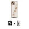 MARSİLYAN™- iPhone 14 Kılıf Nova Işık Prime - Siyah Bilvis 3D Mat Cam Ekran Koruyucu + PVD Metal Kamera Lens - GS