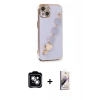 MARSİLYAN™- iPhone 14 Kılıf Nova Işık Prime - Siyah Bilvis 3D Mat Cam Ekran Koruyucu + PVD Metal Kamera Lens - GS