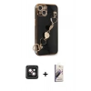 MARSİLYAN™- iPhone 14 Kılıf Nova Işık Prime - Siyah Bilvis 3D Mat Cam Ekran Koruyucu + PVD Metal Kamera Lens - PE