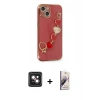 MARSİLYAN™- iPhone 14 Kılıf Nova Işık Prime - Siyah Bilvis 3D Mat Cam Ekran Koruyucu + PVD Metal Kamera Lens - PE
