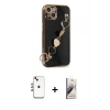MARSİLYAN™- iPhone 14 Kılıf Nova Işık Prime - Siyah Bilvis 3D Mat Cam Ekran Koruyucu + Shine Kamera Lens - GI