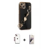MARSİLYAN™- iPhone 14 Kılıf Nova Işık Prime - Siyah Bilvis 3D Mat Cam Ekran Koruyucu + Shine Kamera Lens - KI