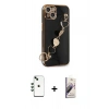 MARSİLYAN™- iPhone 14 Kılıf Nova Işık Prime - Siyah Bilvis 3D Mat Cam Ekran Koruyucu + Shine Kamera Lens - YL