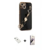 MARSİLYAN™- iPhone 14 Kılıf Nova Işık Prime - Siyah Bilvis 3D Mat Cam Ekran Koruyucu + Diamond Kamera Lens - YL