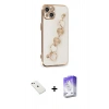 MARSİLYAN™- iPhone 14 Kılıf Nova Işık Prime - Siyah Bilvis 5in1 3D Magic Cam Ekran Koruyucu + Diamond Kamera Lens - PE