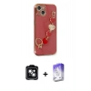 MARSİLYAN™- iPhone 14 Kılıf Nova Işık Prime - Siyah Bilvis 5in1 3D Magic Cam Ekran Koruyucu + PVD Metal Kamera Lens - YL