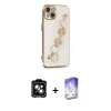 MARSİLYAN™- iPhone 14 Kılıf Nova Işık Prime - Siyah Bilvis 5in1 3D Magic Cam Ekran Koruyucu + PVD Metal Kamera Lens - YL
