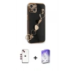 MARSİLYAN™- iPhone 14 Kılıf Nova Işık Prime - Siyah Bilvis 5in1 3D Magic Cam Ekran Koruyucu + Shine Kamera Lens - KI