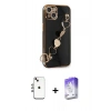 MARSİLYAN™- iPhone 14 Kılıf Nova Işık Prime - Siyah Bilvis 5in1 3D Magic Cam Ekran Koruyucu + Shine Kamera Lens - GI