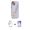 MARSİLYAN™- iPhone 14 Kılıf Nova Işık Prime - Siyah Bilvis 5in1 3D Magic Cam Ekran Koruyucu + Shine Kamera Lens - GS