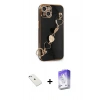 MARSİLYAN™- iPhone 14 Kılıf Nova Işık Prime - Siyah Bilvis 5in1 3D Magic Cam Ekran Koruyucu + Sierra Blue Diamond Kamera Lens
