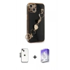 MARSİLYAN™- iPhone 14 Kılıf Nova Işık Prime - Siyah Bilvis 5in1 3D Magic Cam Ekran Koruyucu + Shine Kamera Lens - SH