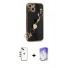 MARSİLYAN™- iPhone 14 Kılıf Nova Işık Prime - Siyah Bilvis 5in1 3D Magic Cam Ekran Koruyucu + Yeşil Shine Kamera Lens