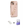 MARSİLYAN™- iPhone 14 Kılıf Nova Işık Prime - Siyah Bilvis 5in1 5D Magic Hayalet Cam Ekran Koruyucu + Diamond Kamera Lens - KI