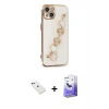 MARSİLYAN™- iPhone 14 Kılıf Nova Işık Prime - Siyah Bilvis 5in1 5D Magic Hayalet Cam Ekran Koruyucu + Diamond Kamera Lens - YL
