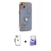 MARSİLYAN™- iPhone 14 Kılıf Nova Işık Prime - Siyah Bilvis 5in1 5D Magic Hayalet Cam Ekran Koruyucu + Shine Kamera Lens - GD