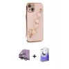 MARSİLYAN™- iPhone 14 Kılıf Nova Işık Prime - Siyah Bilvis 5in1 5D Magic Hayalet Cam Ekran Koruyucu + Gümüş Raze Metal Kamera Lens