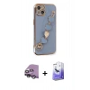 MARSİLYAN™- iPhone 14 Kılıf Nova Işık Prime - Siyah Bilvis 5in1 5D Magic Hayalet Cam Ekran Koruyucu + Gümüş Raze Metal Kamera Lens