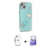 MARSİLYAN™- iPhone 14 Kılıf Nova Işık Prime - Siyah Bilvis 5in1 5D Magic Hayalet Cam Ekran Koruyucu + Shine Kamera Lens - GS