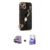 MARSİLYAN™- iPhone 14 Kılıf Nova Işık Prime - Siyah Bilvis 5in1 5D Magic Hayalet Cam Ekran Koruyucu + Gümüş Raze Metal Kamera Lens