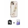 MARSİLYAN™- iPhone 14 Kılıf Nova Işık Prime - Siyah Bilvis 5in1 5D Magic Hayalet Cam Ekran Koruyucu + Gümüş PVD Metal Kamera Lens