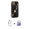 MARSİLYAN™- iPhone 14 Kılıf Nova Işık Prime - Siyah Bilvis 5in1 5D Magic Hayalet Cam Ekran Koruyucu + Shine Kamera Lens - MI