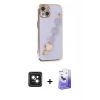MARSİLYAN™- iPhone 14 Kılıf Nova Işık Prime - Siyah Bilvis 5in1 5D Magic Hayalet Cam Ekran Koruyucu + PVD Metal Kamera Lens - PE