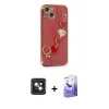 MARSİLYAN™- iPhone 14 Kılıf Nova Işık Prime - Siyah Bilvis 5in1 5D Magic Hayalet Cam Ekran Koruyucu + PVD Metal Kamera Lens - PE